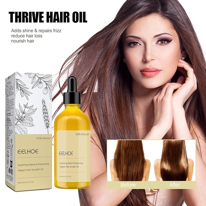 120 ML Eelhoe Natural Hair Growth Oil, Carvenchi Natural Hair Growth Organic Rosemary Oil for Dry Damaged Hair and Growth Thin Hair. (2 Pcs)