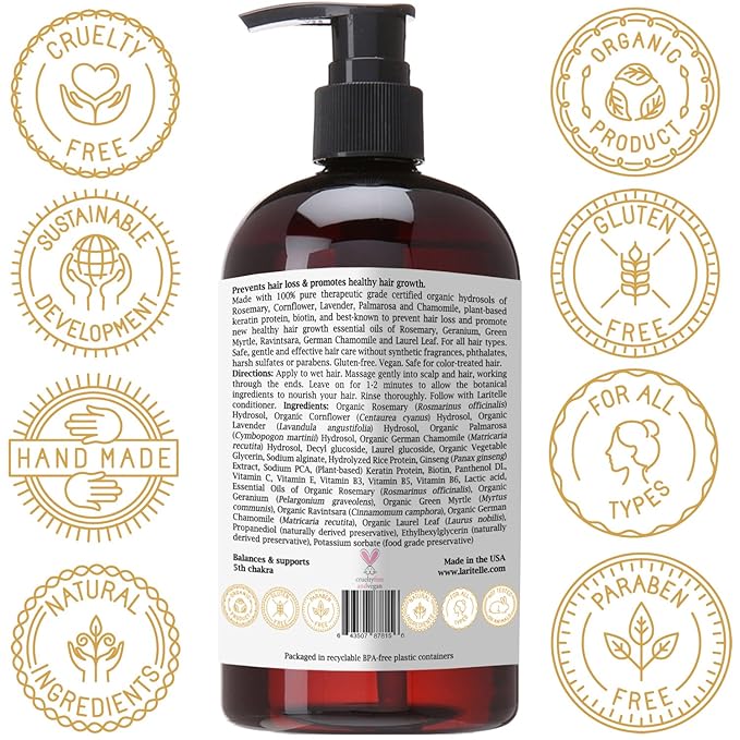 Silk Velvet Organic Hair Loss Prevention Shampoo – 17.5 oz – Rosemary, Lavender & Rice Protein Botanical Clean Formula – Made in California