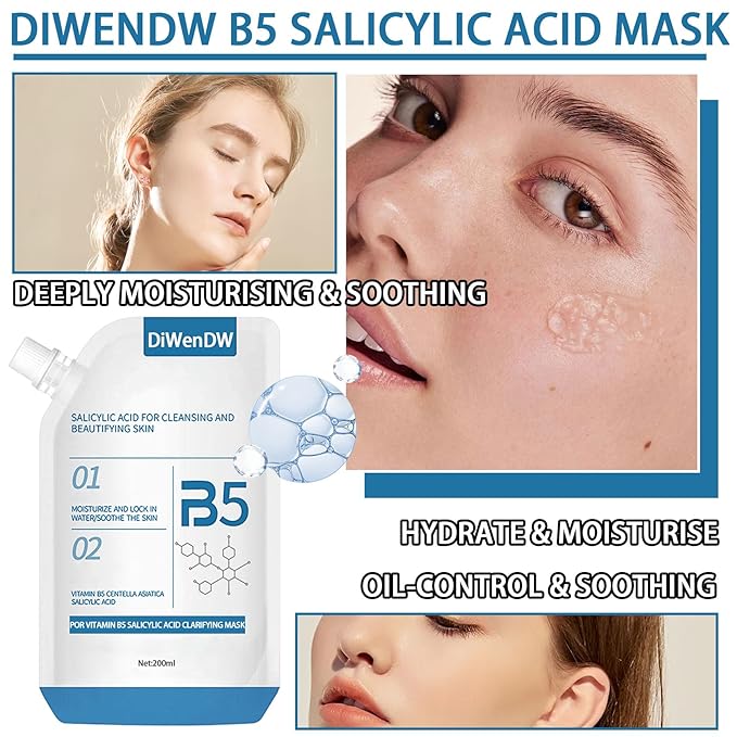 B5 Deep Cleansing Face Mask,Long Lasting Moisturizing Non-Greasy Facial Mask for All Skin Types,Hydrating Soft Oil Control Exfoliating Face Masks for Men & Women