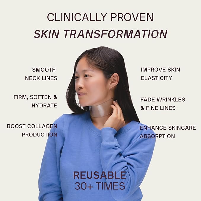 Dermaclara Neck Wrinkle Patches - Silicone Neck Patches for Wrinkles, Anti Aging and Tightening Overnight Skin Treatment for Women and Men, Anti-Wrinkle Pads, Reusable Up to 30 Times - 1 Patch