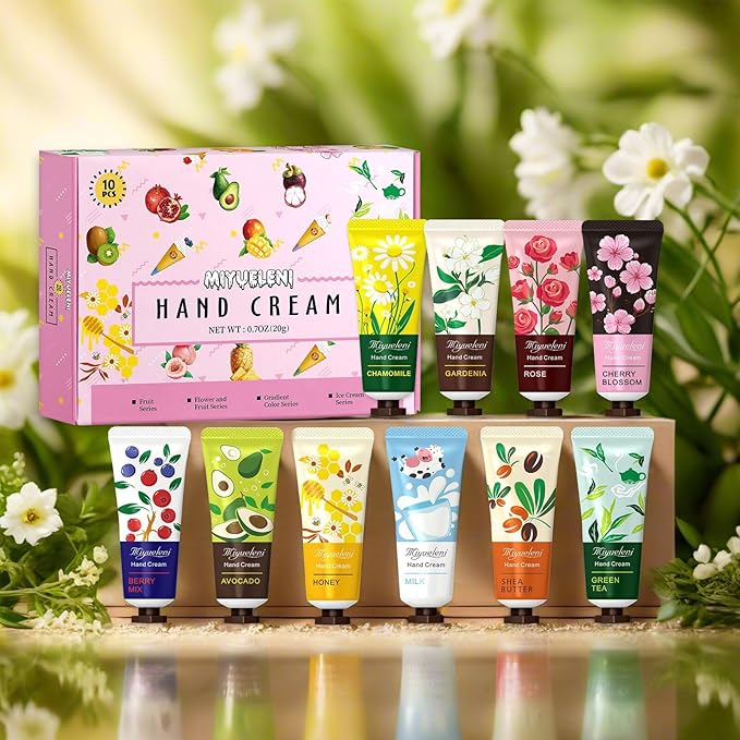 10 Pack Hand Cream Gift Set, Natural Plant Scents, Moisturizing Hand Lotion, Gifts for Women, Birthday, Mother's Day, Valentine's Day, Christmas, Thank you Gifts,Travel Size 20ml