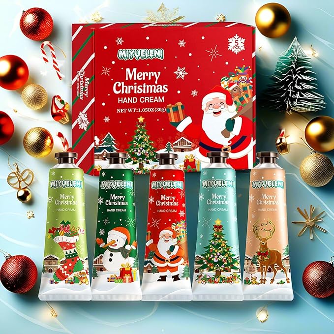 5 Pack Christmas Hand Lotion Gifts Set,Moisturizing Hand Cream for Women, Moms & Coworkers,Mini Travel Size Holiday Gifts, Stocking Stuffers & Bulk Gifts for Christmas Appreciation 30ml