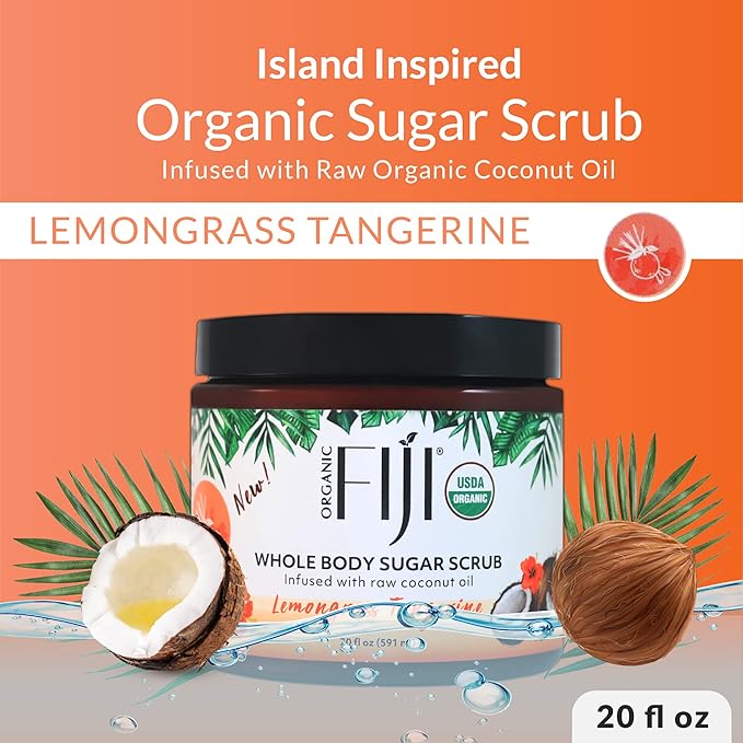 Whole Body Scrub - Infused with Coconut Oil, Exfoliating Sugar Scrub for Smooth and Soft Skin, Exfoliates & Restores Skin's Natural Biosphere, Lemongrass Tangerine 20 oz