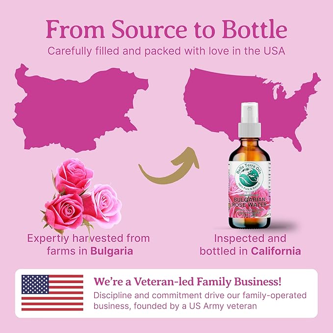 Bella Terra Oils Rose Water Hydrosol β 1 Gallon | Pure, Gentle Facial Toner & Mist | Natural Skin Tonic, Makeup Setting Spray | Organic, Steam-Distilled