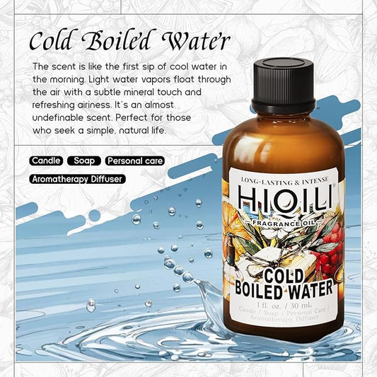 HIQILI Cold Boiled Water Fragrance Oil for Home Diffuser, Great for Making Candle, Soap, Body Wash, DIY Multipurpose Room Spray- 1 Fl Oz
