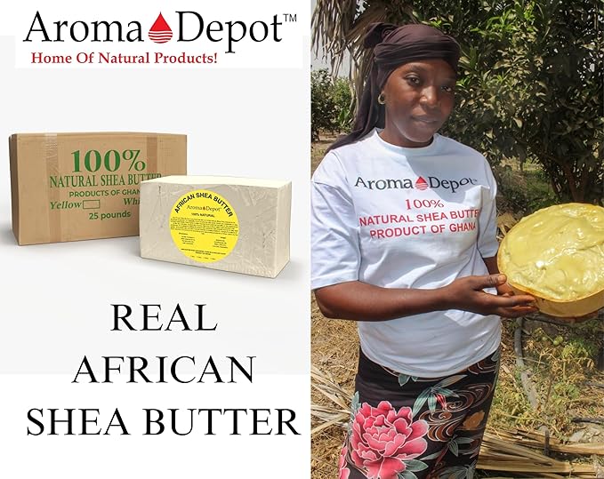 Raw African Black Soap & Shea butter 1 lb Combo Pack Cleanser and Moisturizer Set 100% Raw-Pure Unrefined I For all skin types I Can be used for Hair, Body and Face I Imported from Ghana I