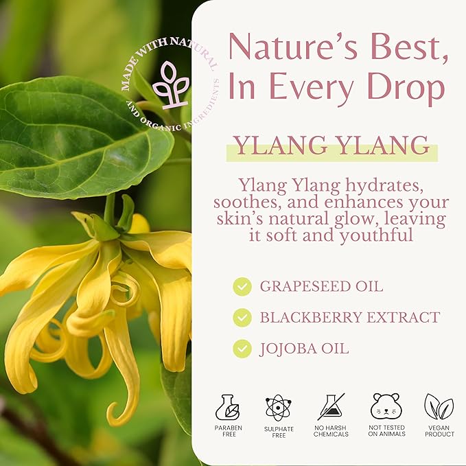 Ylang Ylang Body Wash, Cleanses, Nourishes & Hydrates, Gentle Shower Gel for Dry and Sensitive Skin, Women & Men, Organic & Natural, 16 fl oz, 2-Pack
