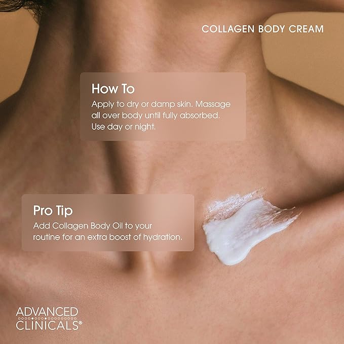 Advanced Clinicals Collagen Cream Body Lotion & Face Moisturizer W/Vitamin E | Skincare Moisturizing Collagen Lotion For Women, Men, Hand, & Neck Improves Look Of Crepey Skin & Uneven Dry Skin, 16Oz