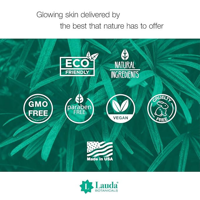 LAUDA BOTANICALS Daily Face Wash – Anti Aging Exfoliating Moisturizing Facial Cleanser with Vitamin C & Antioxidants, Brightens, Smoothes, Hydrates, for Combination & Oily Skin, 4 Oz