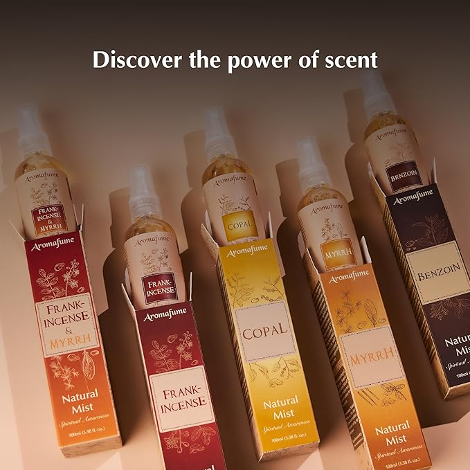 Aromafume Resin Natural Mist Spray 100 ml / 3.3oz | Ideal for Positive Energy, Spirituality & Rituals | Made with Commiphora Myrrha Resin from Somalia | Non-Alcoholic, Non-Toxic & Vegan