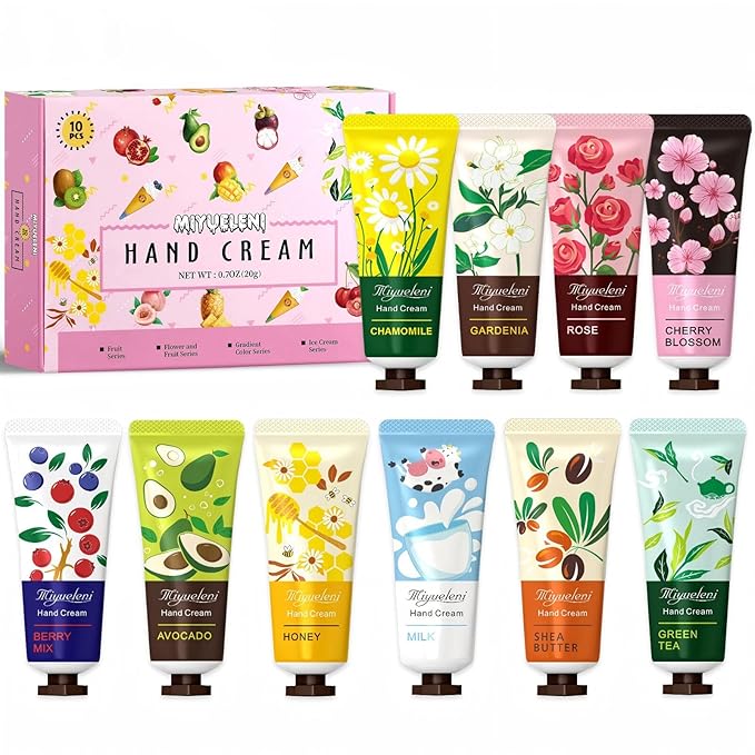 10 Pack Hand Cream Gift Set, Natural Plant Scents, Moisturizing Hand Lotion, Gifts for Women, Birthday, Mother's Day, Valentine's Day, Christmas, Thank you Gifts,Travel Size 20ml