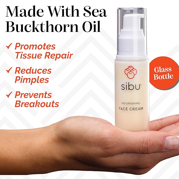 sibu Sea Buckthorn Nourishing Face Cream (1oz), Lightweight and Hydrating Face Cream – Amazing for Sensitive Skin, Breakouts, & Irritation