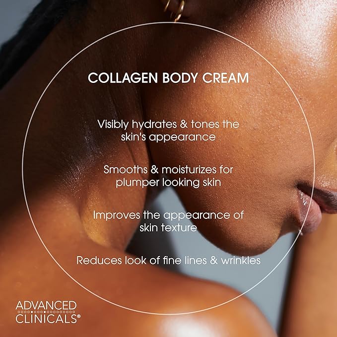 Advanced Clinicals Collagen Cream Body Lotion & Face Moisturizer W/Vitamin E | Skincare Moisturizing Collagen Lotion For Women, Men, Hand, & Neck Improves Look Of Crepey Skin & Uneven Dry Skin, 16Oz