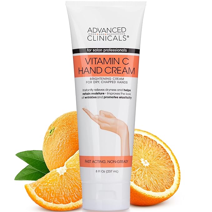 Advanced Clinicals Vitamin C Body & Hand Lotion Moisturizing Skin Care Cream For Hands & Body – Intense Soothing & Hydrating Vitamin C Hand Cream Moisturizer For Dry Cracked Hands, Large 8 Fl Oz