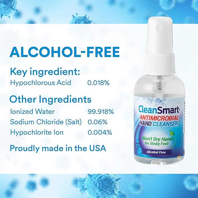 CleanSmart Skin & Hand Cleanser, 2 Ounce Spray Bottle (Pack of 3) Alcohol-Free Safe Cleanser
