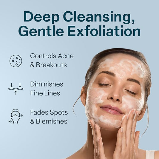 QRxLabs Glycolic Acid Face Wash Gel Cleanser - 6 fl oz - Exfoliating Facial Cleanser & Ingrown Hair Treatment for Blemish-Prone Skin