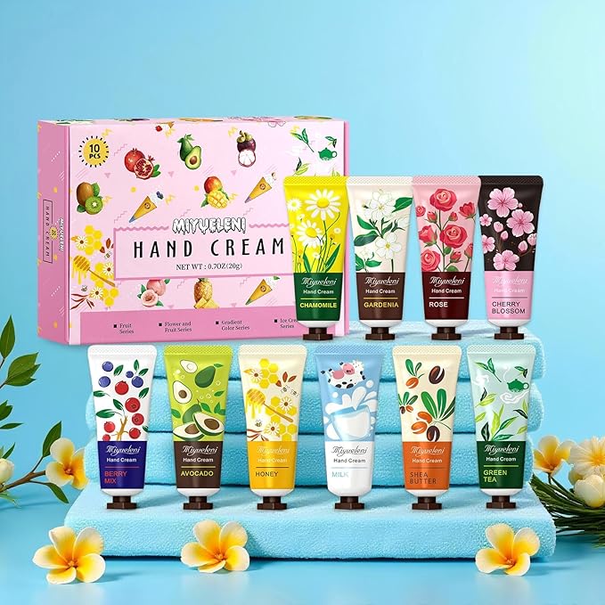 10 Pack Hand Cream Gift Set, Natural Plant Scents, Moisturizing Hand Lotion, Gifts for Women, Birthday, Mother's Day, Valentine's Day, Christmas, Thank you Gifts,Travel Size 20ml
