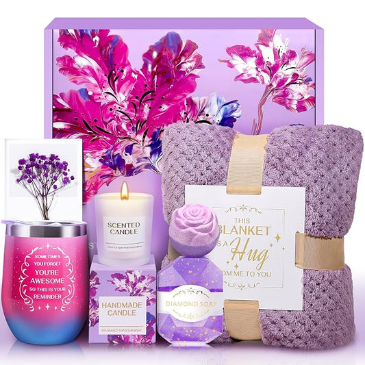 Christmas Gifts for Women, Womens Christmas Gifts, Get Well Soon Gift with Luxury Flannel Blanket, Self Care Retirement Gifts Relaxing Spa Basket Set for grandma, Mom, Sister, Wife, Girlfriend, Her