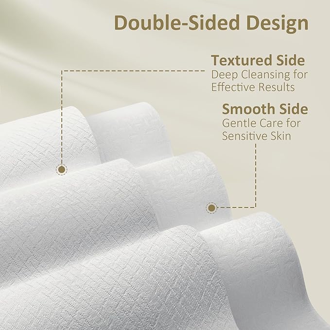 Ourmed Life Disposable Face Towel | 150 Count Lint-Free Biodegradable Clean Towels | Dry Makeup Remover Wipes | Super Soft & Thick for Sensitive Skin | 10-Inch X 12-Inch Extra Large Size | Pack of 3