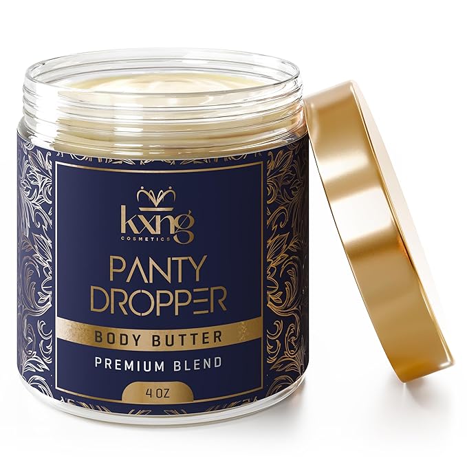 KXNG Cosmetics, Body Butter, Organic Skin Care for Men and Women, Body Moisturizer Lotions and Creams, Raw Shea Butter, Cocoa Butter, Mango, Coconut Oil, Hand, Foot, All Skin Types (Panty Dropper)