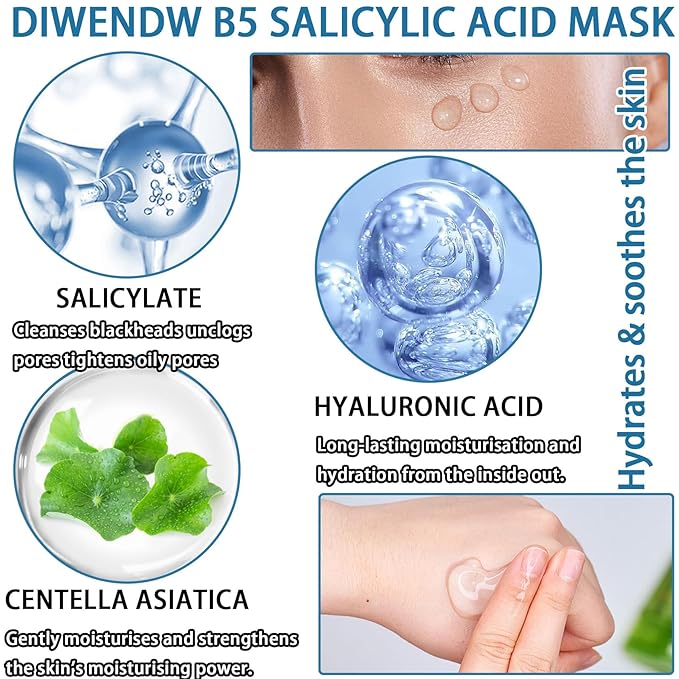 B5 Deep Cleansing Face Mask,Long Lasting Moisturizing Non-Greasy Facial Mask for All Skin Types,Hydrating Soft Oil Control Exfoliating Face Masks for Men & Women