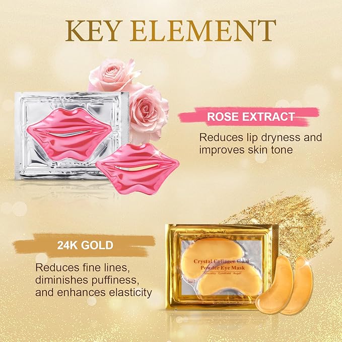 CHMI 30 Pairs Lip Masks & Eye Masks - 24K Gold Eye Patches for Puffy Eyes, Dark Circles, EyeBags and Wrinkles, Collagen Skin Care Products, Beauty & Personal Care.