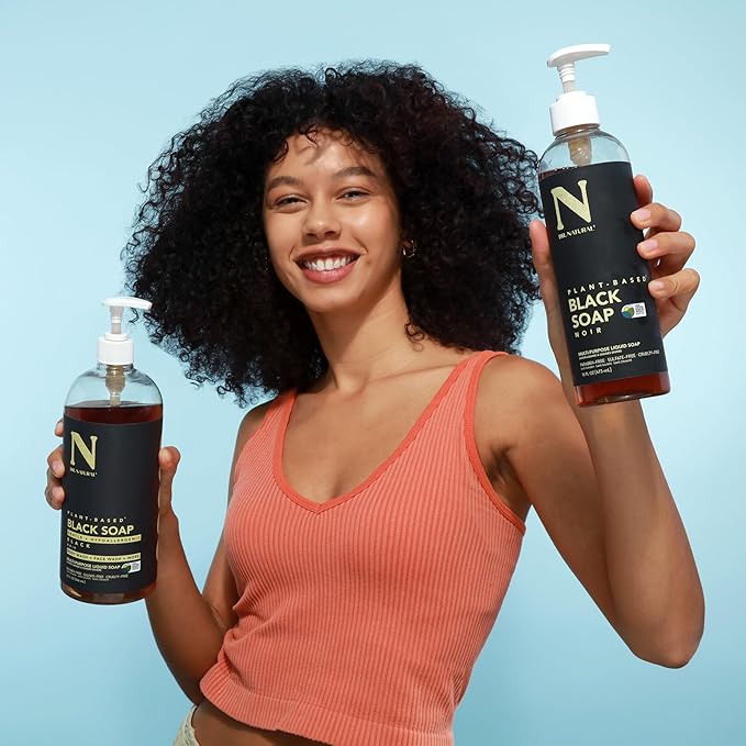 Dr. Natural Multi-Purpose Black Liquid Soap - Natural West African Body Wash - Gentle Hand Soap and Body Soap - Deep Moisturizer, Fights Acne - 16 oz