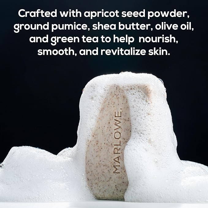 MARLOWE. No. 102 Men's Body Scrub Soap 7oz (Variety Trio) Best Exfoliating Body Soap Bars for Men, Made with Natural Ingredients, Green Tea Extract, Features 3 Amazing Scents