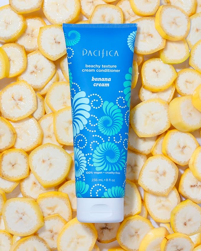 Pacifica Banana Cream Beachy Texture Conditioner – Texturizing Hair Treatment for Natural Beachy Waves, Hydrates & Adds Tousled Body, for All Hair Types Clean Beauty Vegan & Cruelty-Free, 8 Fl Oz