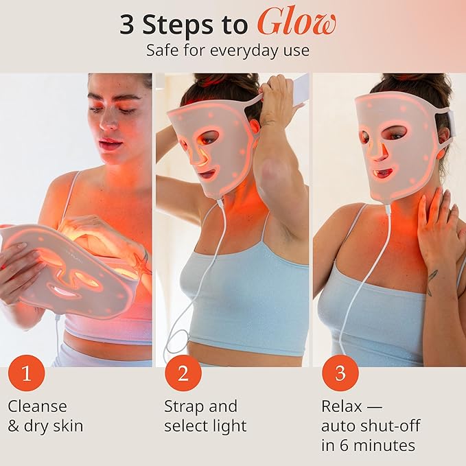 Vanity Planet VANA Red & Blue Light LED Face Mask - Silicone Light Therapy Mask for Anti-Aging, Acne Treatment - Adjustable, Lightweight, Reusable