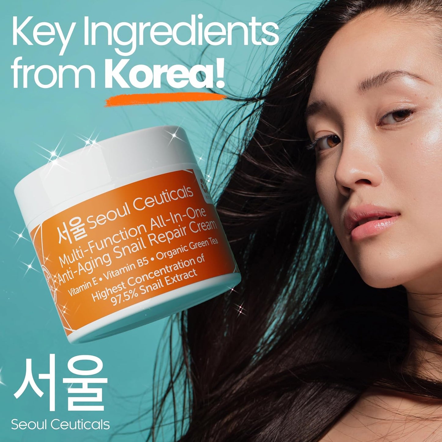 Korean Snail Mucin Moisturizer Cream 97.5% β Anti-Aging, Hydrating Day & Night Face Cream β K-Beauty Snail Repair Cream for All Skin Types β Cruelty-Free, 2oz