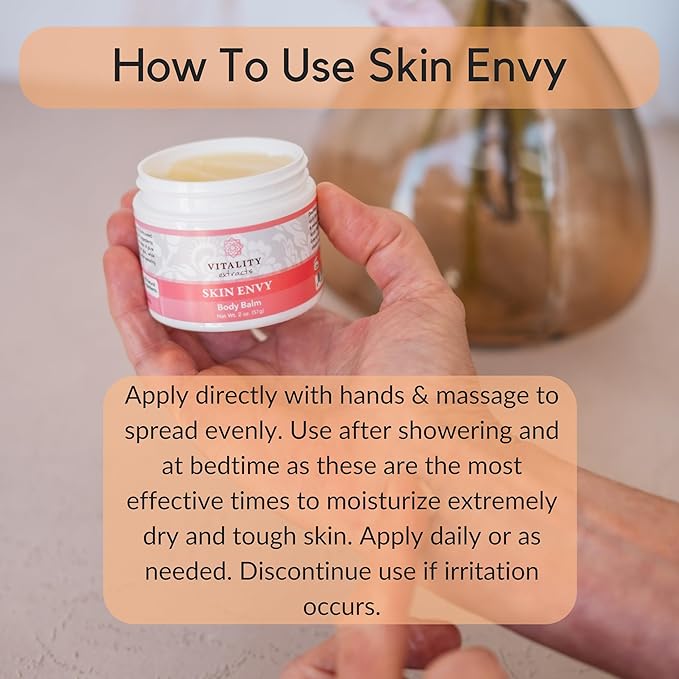 Vitality Extracts Skin Envy Balm - Moisturizer, Beeswax, Vitamin A, Skin Care, All Natural, Coconut Oil