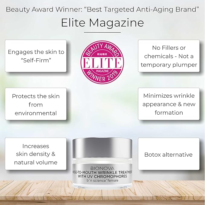 Nose-to-Mouth Wrinkle Treatment with UV Chromophores - Reduce Appearance of Fine Lines, Lip Wrinkles, Lip Lines, Retain Skin Firmness, Anti-Aging (0.5 oz)