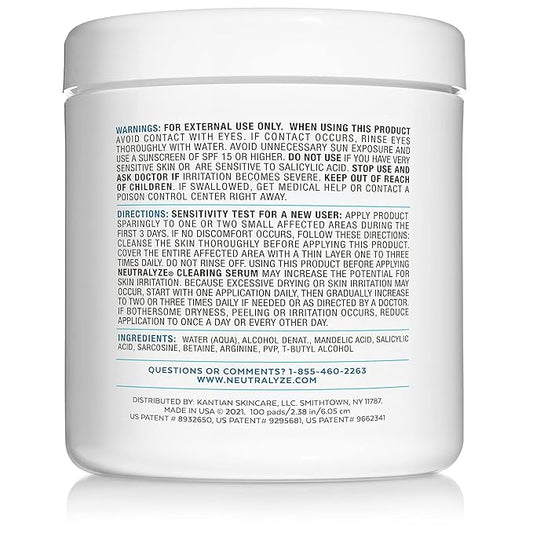 Exfoliating Acne Treatment Pads (100 Count) - Dual Textured Face Wipes with 2% Salicylic Acid & 2% Mandelic Acid - Toner Pads for Acne Prone Skin, Face & Body Wipes for Teens & Adults