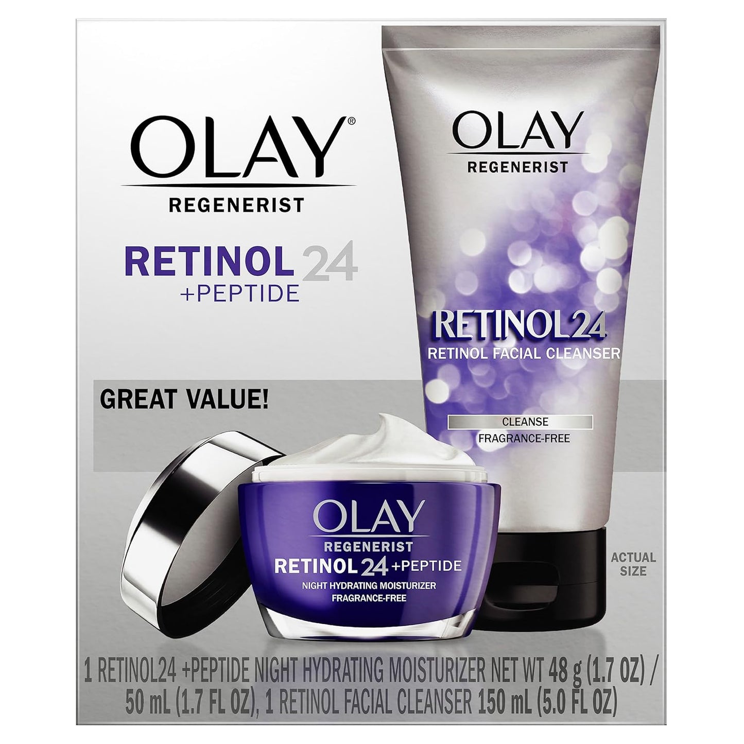 π Retinol 24 Night Renewal Skincare Set β Cleanser & Moisturizer Duo (Fragrance-Free)