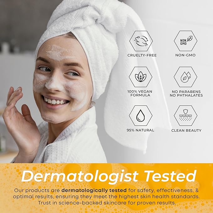 Vitamin C & Turmeric Face Wash – Dermatologist Tested, Anti-Aging, Korean Skin Care – Evens Skin Tone, Reduces Dark Spots, Boosts Radiance – Clean Vegan Beauty – 200 ML