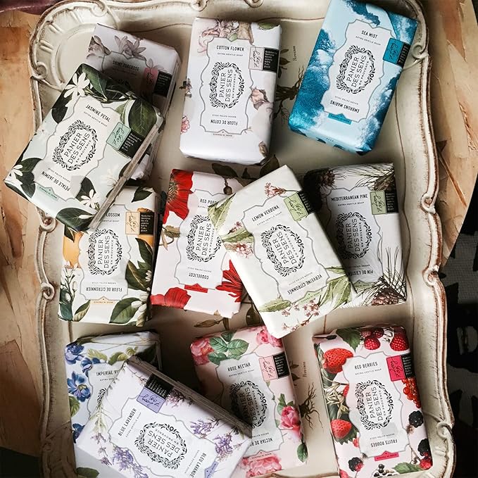 Panier des Sens Wild Fig Shea butter natural bar soap, bath & body soap bars - Made in France 95% natural - 2 bars, 7oz/200g each