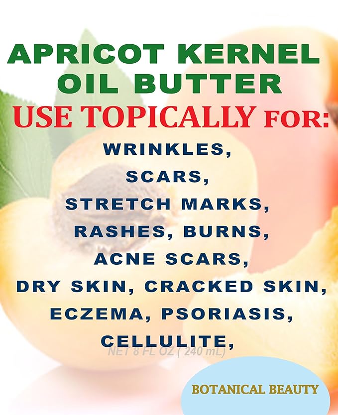 Botanical Beauty APRICOT KERNEL OIL BUTTER Pure Natural Virgin Unrefined RAW for FACE, SKIN, BODY, DAMAGED HAIR, NAILS. Rich in Gamma Linoleic Acid, Vitamin E (4 Fl Oz)