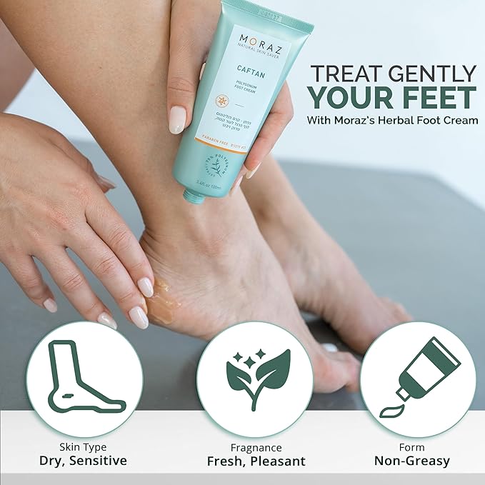 Moraz Caftan Polygonum Foot Cream for Dry Cracked Heels and Feet with 75% Polygonum Extract – Non-greasy, Fast-absorbing Intensive Foot Moisturizer for Dry Cracked Feet, Vegan, Paraben Free, 1.7 Fl Oz