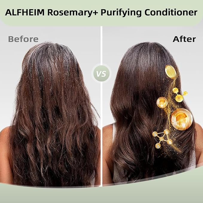 ALFHEIM Rosemary+ Purifying Shampoo | Rosemary, Mint & Jojoba Oil Infused | Gentle Cleansing While Balancing for Oily Scalp & Removing Build-Up | Sulfate-Free & Paraben-Free | 33.8 fl oz