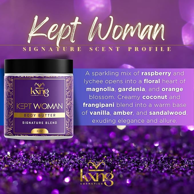 KXNG Cosmetics, Body Butter, Organic Skin Care for Men and Women, Body Moisturizer Lotions and Creams, Raw Shea Butter, Cocoa Butter, Mango, Coconut Oil, Hand, Foot, All Skin Types (Kept Woman)