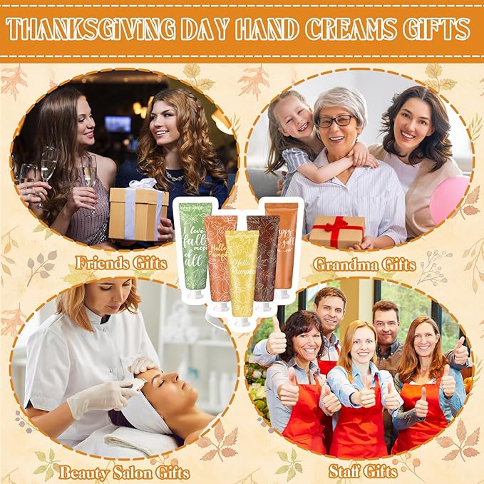 60 Pcs Fall Hand Cream Bulk, Mini Pumpkin Lotion, 30ml Natural Botanical Fragrance Fall Lotion for Chapped Hands, Thanksgiving Favors, Employee Gifts, Baby Shower, Travel, Work, Team, Staff