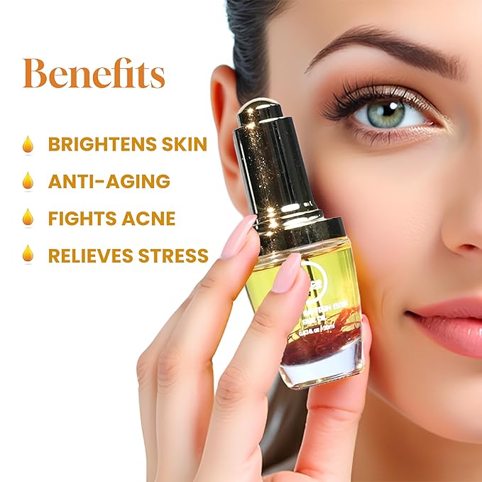 MY ACE Radiant Saffron Elixir Face Oil | Dermatologist Approved | Pure Saffron Threads & Vitamin E, Natural Glow Booster, Brightening & Nourishing Serum for Skin & Hair, 0.67 fl oz (Pack of 1)