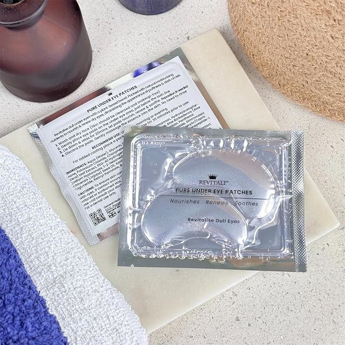 Pure Vegan Under Eye Patches, Helps Reduce Puffy Eyes & Dark Circles, Revitalise Dull Eye Masks - Nourishes, Renews, Soothes (Packets - 10 Pair)