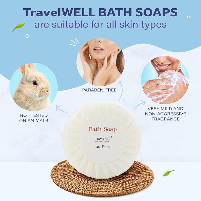 ECO Amenities Bath Soaps for Hotels - 100-Count, 1 oz - Individually Wrapped Bulk Mini Soap Bars for Guest & Travel Use