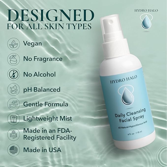 Hypochlorous Acid Face Spray 4oz – Hydrating Facial Mist, Calm & Soothe Irritation, pH Balanced, No Alcohol, Daily Skin Care, Made in USA