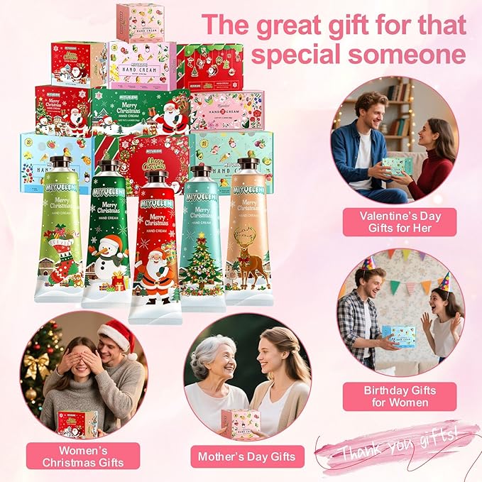 5 Pack Christmas Hand Lotion Gifts Set,Moisturizing Hand Cream for Women, Moms & Coworkers,Mini Travel Size Holiday Gifts, Stocking Stuffers & Bulk Gifts for Christmas Appreciation 30ml