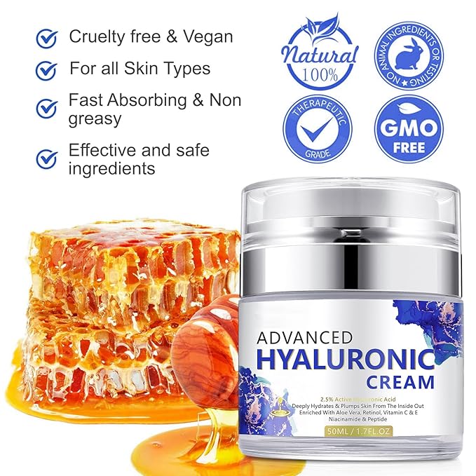 Hyaluronic Acid Moisturizer, Facial Moisturizer For Women Anti Aging, Dry Face Moisturizer Instant Hydration For Women, Hydrating Face Moisturizer Lotion For All Skin Types