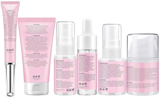 Skin Care Set,Korean Snail Mucin Essence Anti-aging Moisturize Repair Soothe Hydrate,Glass Skincare Routine Kit for Dull & Dry Skin,Skincare Gift Set Teens Stocking Stuffers Christmas Gifts for Women