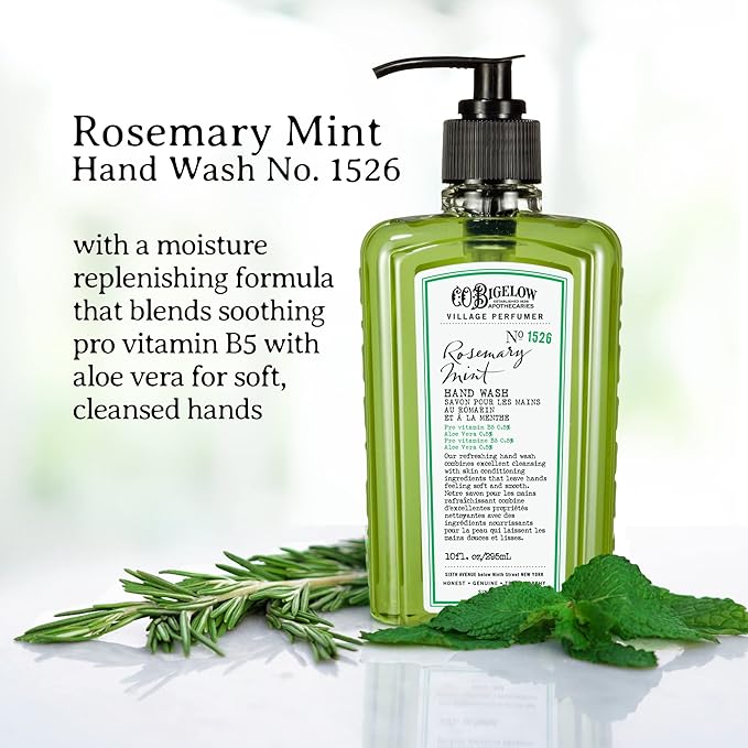 C.O. Bigelow Rosemary Mint Apothecary Duo Hand Care Gift Set, Hand Wash & Body Lotion, Liquid Soap & Moisturizing Lotion, Set of 2, 10 Fl Oz